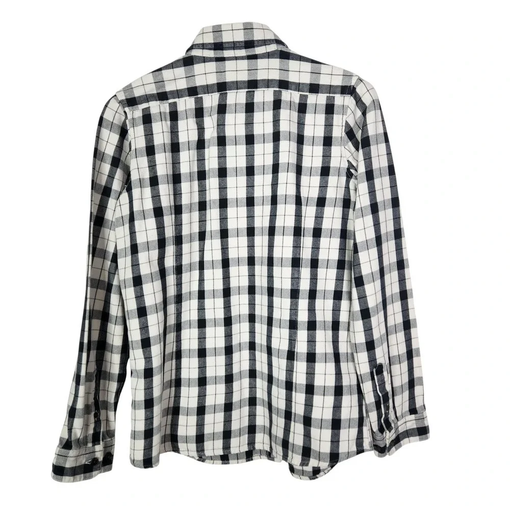 FILSON Alaskan Guide Shirt Womens Medium Cream Black Plaid Flannel Button Front - Picture 3 of 12